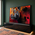 Quadro Decorativo Tigre em Arte Digital Abstrata em ambiente decorado - quadros decorativos para sala