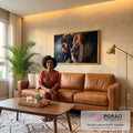 Quadro Decorativo Divindade e Realeza Jesus e Leão de Judá em sala de estar moderna - quadros decorativos para sala