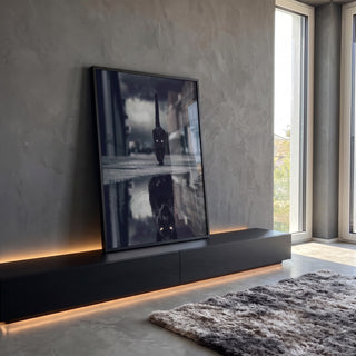 Quadro Decorativo Encanto da Pantera em Noite Urbana em ambiente decorado - quadros decorativos para sala