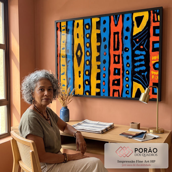 Quadro Decorativo Arte Abstrata Geométrica Energia das Cores em escritorio moderno - quadros decorativos para sala