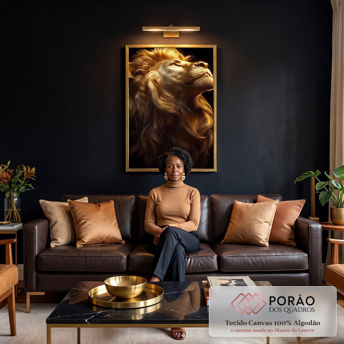 Quadro Decorativo Leão Expressão Profunda para a Sua Decoração em sala de estar moderna - quadros decorativos para sala