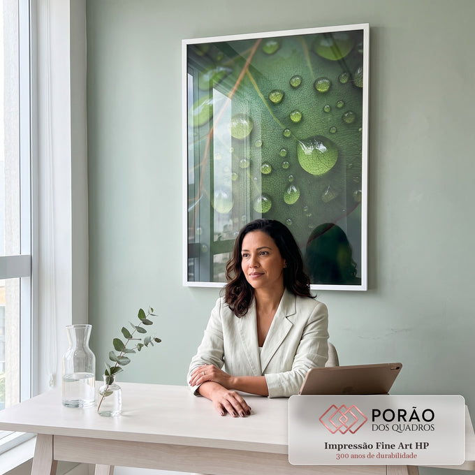 Quadro Decorativo Folha Brilhante em escritorio moderno - quadros decorativos para sala