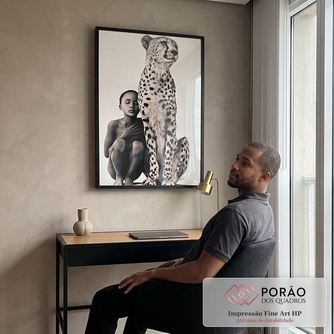 Quadro Decorativo Elegância Moderna: União Inocente em escritorio moderno - quadros decorativos para sala
