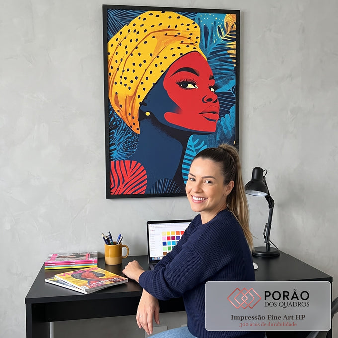 Quadro Decorativo Empoderamento Feminino em Cores Vibrantes em escritorio moderno - quadros decorativos para sala