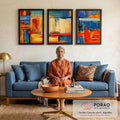 Quadro Decorativo: Inspiração em Cores Vibrantes em sala de estar moderna - quadros decorativos para sala