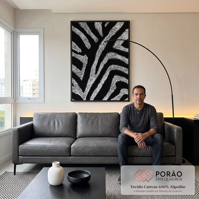 Quadro Decorativo Zebra Elegante em sala de estar moderna - quadros decorativos para sala