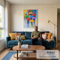 Quadro Decorativo: Dia Chuvoso Colorido - Uma Explosão de Alegria em sala de estar moderna - quadros decorativos para sala