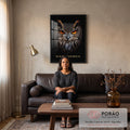 Quadro Decorativo Coruja da Infinita Sabedoria em sala de estar moderna - quadros decorativos para sala