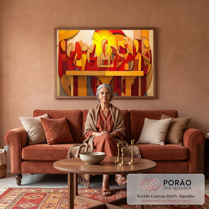 Quadro Decorativo Santa Ceia 2 - Elegância e Sofisticação para Sua Parede em sala de estar moderna - quadros decorativos para sala