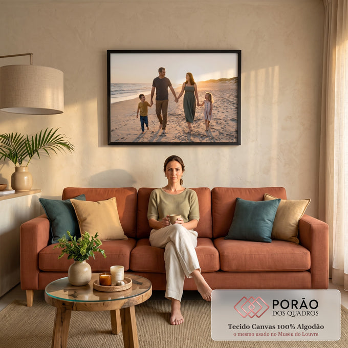 Foto Personalizada Tela Horizontal em sala de estar moderna - quadros decorativos para sala