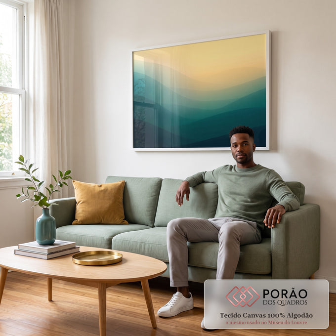 Quadro Decorativo Harmonia Minimalista Serena em sala de estar moderna - quadros decorativos para sala