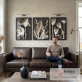 Quadro Decorativo Flores Monocromáticas: Elegância e Harmonia em sala de estar moderna - quadros decorativos para sala