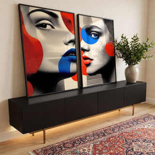 Quadro Decorativo Mulheres - Minimalismo Moderno em ambiente decorado - quadros decorativos para sala