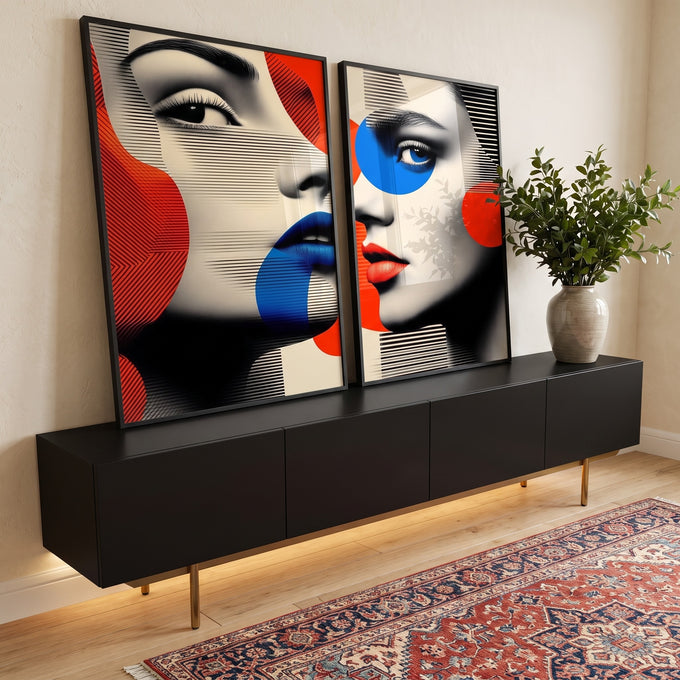 Quadro Decorativo Mulheres - Minimalismo Moderno em ambiente decorado - quadros decorativos para sala
