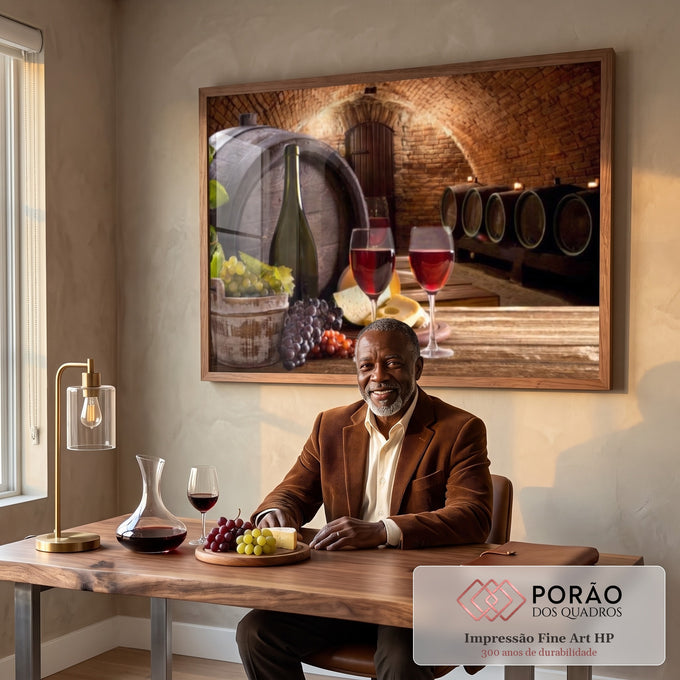 Quadro Decorativo: Vinho e Queijo - Toque Rústico e Elegante em escritorio moderno - quadros decorativos para sala