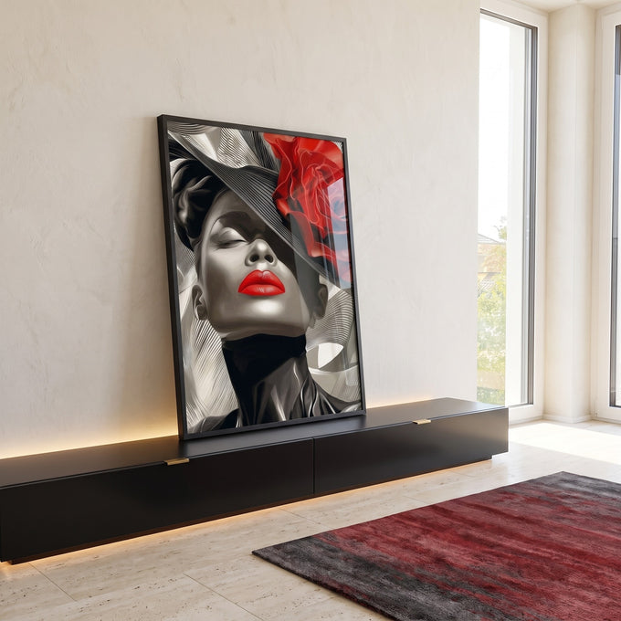 Quadro Decorativo Elegância Abstrata Feminino Estilizado em ambiente decorado - quadros decorativos para sala