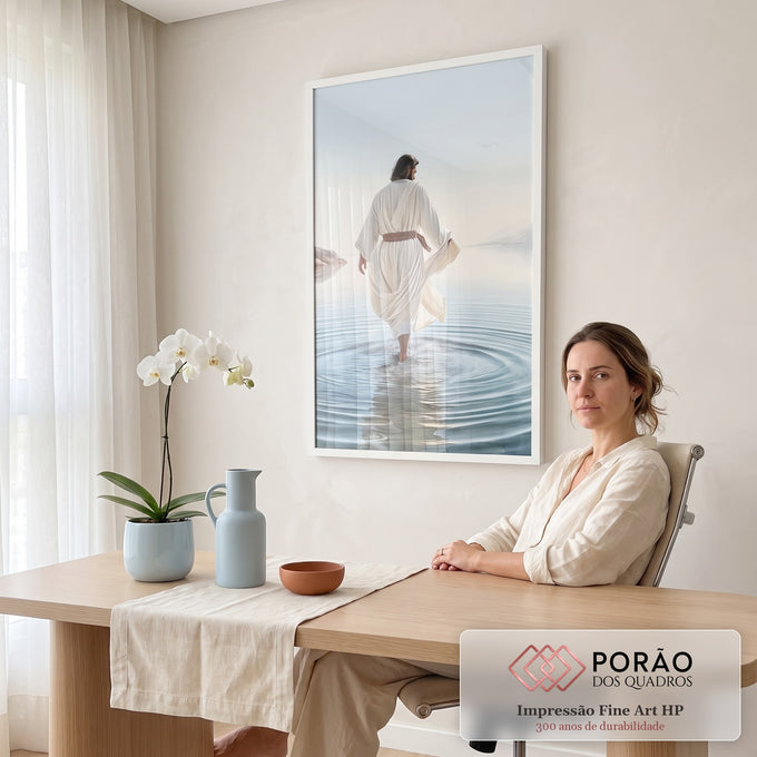 Quadro Decorativo Caminhando sobre as Águas em escritorio moderno - quadros decorativos para sala
