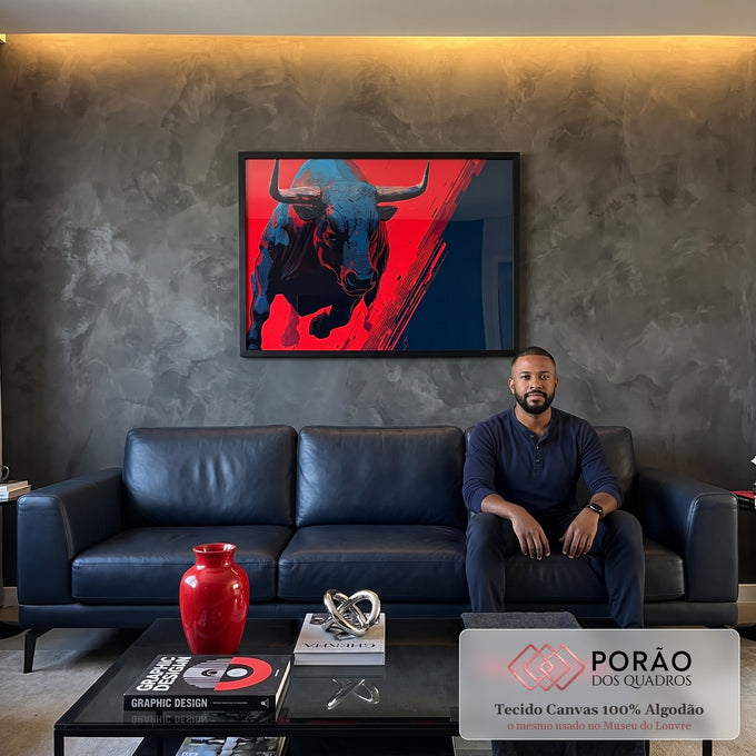Quadro Decorativo do Touro Moderno em sala de estar moderna - quadros decorativos para sala