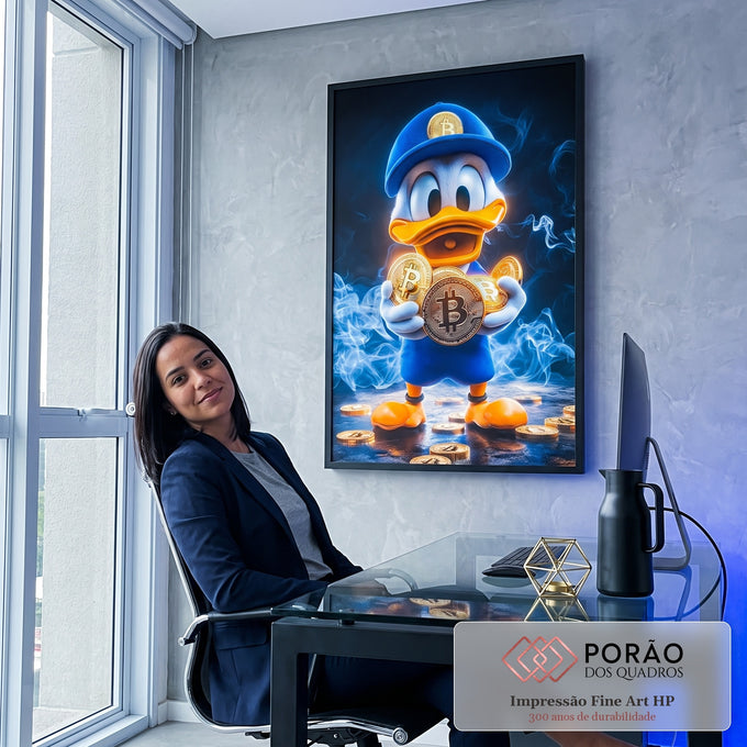 Quadro Decorativo Patinho Magnata Elegância e Charme em escritorio moderno - quadros decorativos para sala