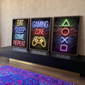 Quadro Decorativo Neon Gamer\'s Paradise: Magia Neon para Você em ambiente decorado - quadros decorativos para sala