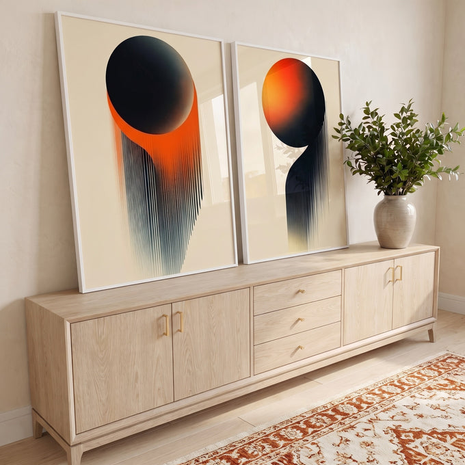 Quadro Decorativo Abstração Geométrica - Forma e Movimento em ambiente decorado - quadros decorativos para sala