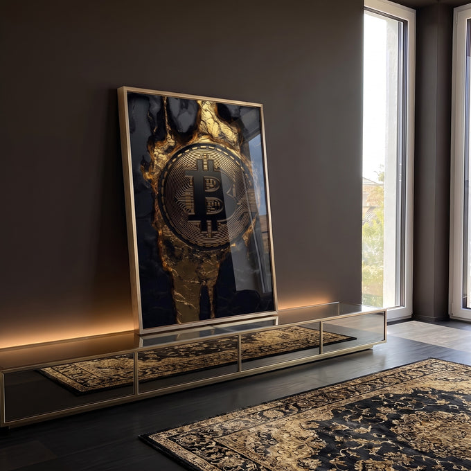 Quadro Decorativo O Poder do Bitcoin em ambiente decorado - quadros decorativos para sala