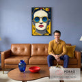 Quadro Decorativo - Frida Kahlo Energizante em Amarelo em sala de estar moderna - quadros decorativos para sala