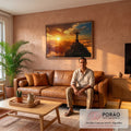 Quadro Decorativo Emocionante Cristo O Todo Poderoso em sala de estar moderna - quadros decorativos para sala
