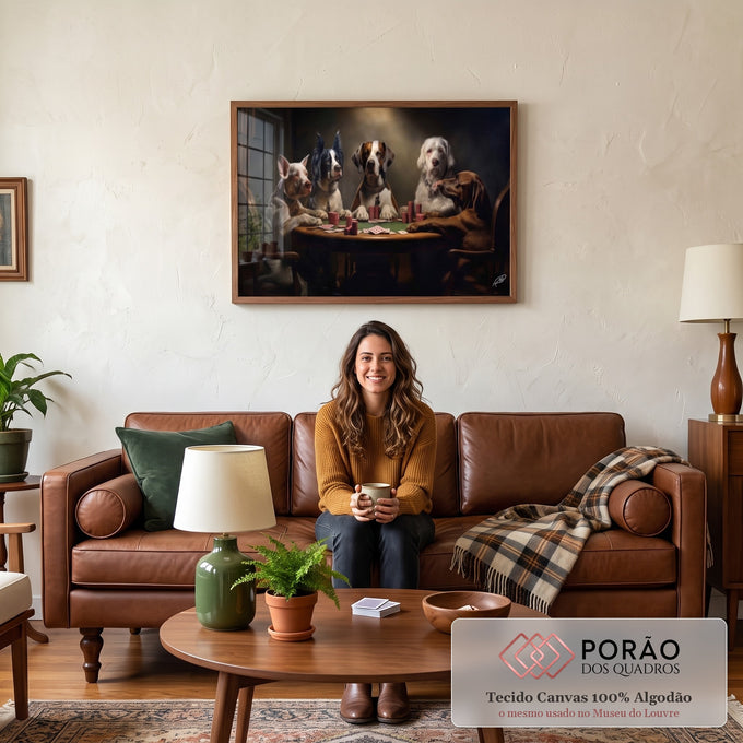 Quadro Decorativo Cachorros Jogando Poker  Arte Divertida e Elegante para Sua Decoração em sala de estar moderna - quadros decorativos para sala