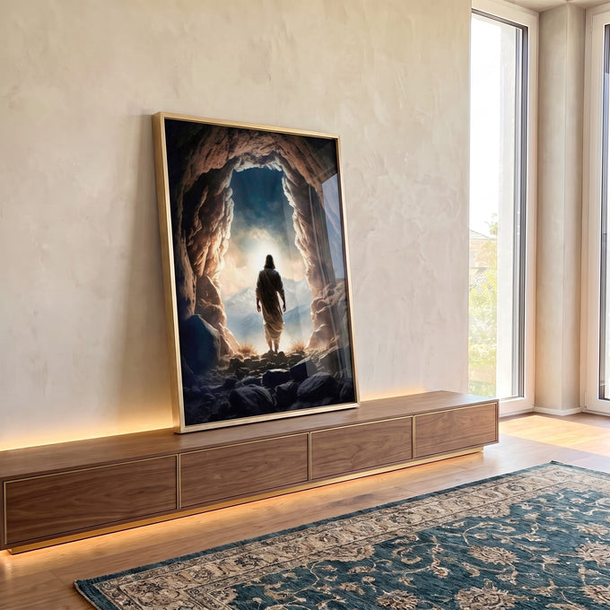 Quadro Decorativo: Luz Espiritual - Caminho de Fé em ambiente decorado - quadros decorativos para sala