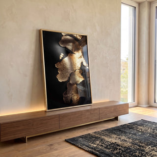 Quadro Decorativo Profundidade da Mulher Gold em ambiente decorado - quadros decorativos para sala
