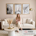 Quadro Decorativo: Delicado Dente de Leão em P&B em sala de estar moderna - quadros decorativos para sala