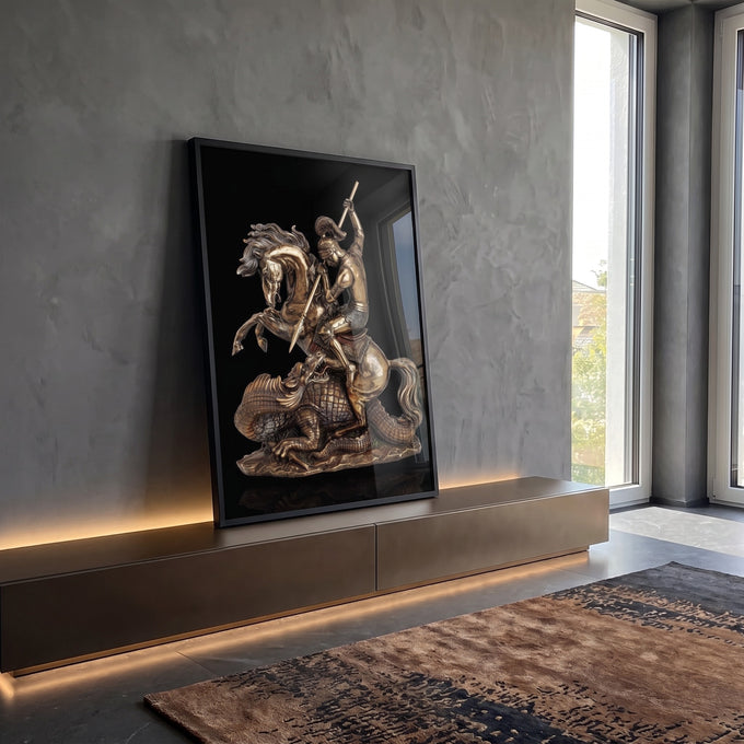 Quadro Decorativo São Jorge - Arte em Canvas Premium para sua Decoração em ambiente decorado - quadros decorativos para sala