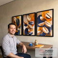Quadro Decorativo Abstrato Orgânico em 3 Peças em escritorio moderno - quadros decorativos para sala
