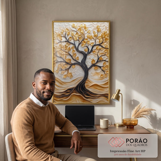 Quadro Decorativo Árvore da Vida Resplandecente Símbolo de Esperança em escritorio moderno - quadros decorativos para sala