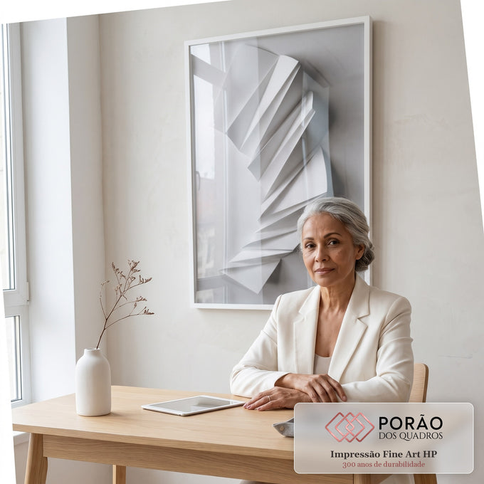 Quadro Decorativo: Elegância de Origami em Tons de Cinza em escritorio moderno - quadros decorativos para sala