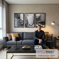 Quadro Decorativo: Energia Urbana e Táxis Amarelos em sala de estar moderna - quadros decorativos para sala