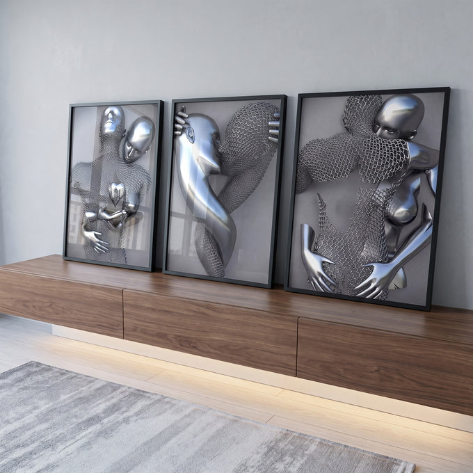 Quadro Decorativo: Encantamento Metálico - Inspire-se! em ambiente decorado - quadros decorativos para sala