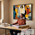 Quadro Decorativo Abstrato do Diálogo Silencioso em escritorio moderno - quadros decorativos para sala