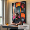 Quadro Decorativo Abstrato Elegante em Tons Escuros em escritorio moderno - quadros decorativos para sala