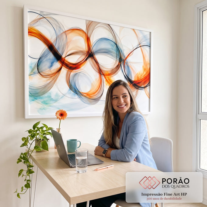 Quadro Decorativo Energia Abstrata em escritorio moderno - quadros decorativos para sala