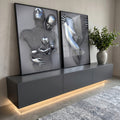 Quadro Decorativo: Elegância Metálica em Abstrato em ambiente decorado - quadros decorativos para sala