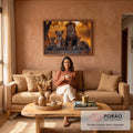 Quadro Decorativo Majestosa Família de Leões em sala de estar moderna - quadros decorativos para sala