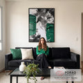 Quadro Decorativo Vibrante Pincelada Verde Única em sala de estar moderna - quadros decorativos para sala