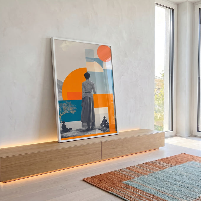 Quadro Decorativo Contemplação Geométrica em ambiente decorado - quadros decorativos para sala