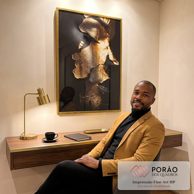 Quadro Decorativo Profundidade da Mulher Gold em escritorio moderno - quadros decorativos para sala