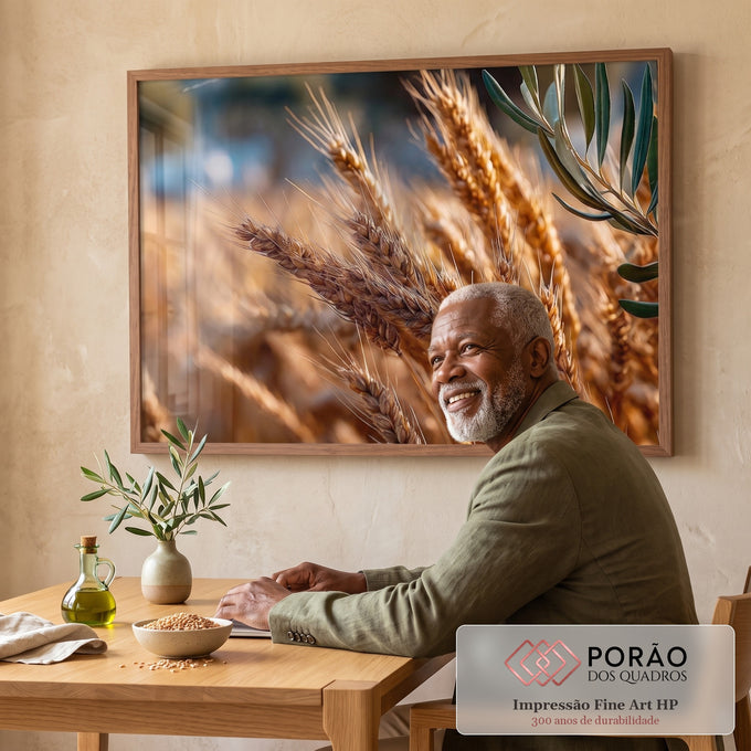 Quadro Decorativo Campo Dourado em escritorio moderno - quadros decorativos para sala