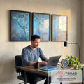 Quadro Decorativo Desperte Aventureiro: o Mundo em Azul em escritorio moderno - quadros decorativos para sala
