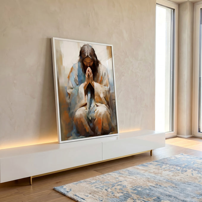 Quadro Decorativo Benção de Jesus Inspirando Fé e Esperança em ambiente decorado - quadros decorativos para sala