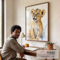 Quadro Decorativo Leãozinho Valente: Inspire Coragem em escritorio moderno - quadros decorativos para sala